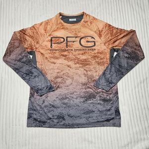 Columbia Orange and Gray Performance Fishing Gear Shirt